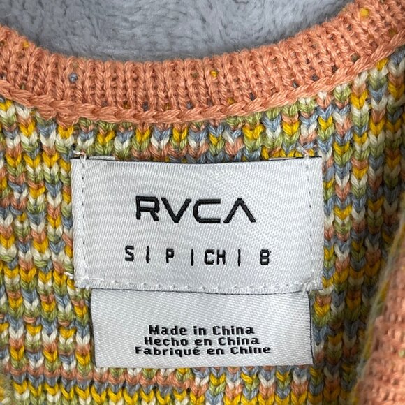 RVCA Squared Crochet Dress Women's S Multi Color Fitted‎ Bodycon Midi Knit - Picture 3 of 9